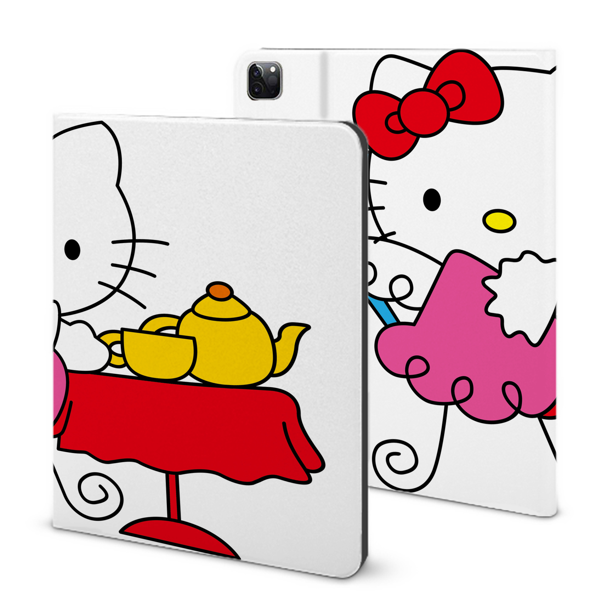 （画像用） Hello Kitty ハローキティ IPad ケース ブック型 PUレザー TPU 耐衝撃 軽量 薄型 ペン収納なし 全面保護 IPad 各モデル対応